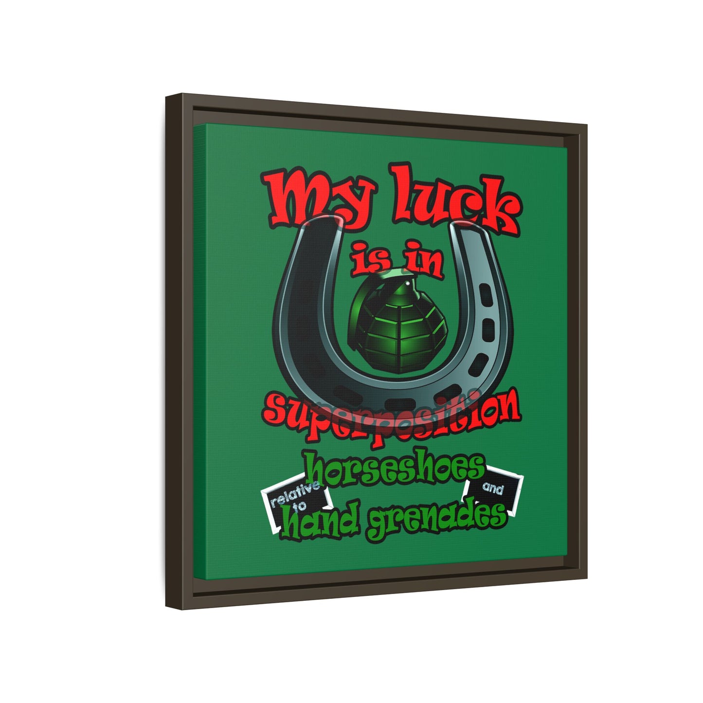 my luck - framed canvas art (dark green)
