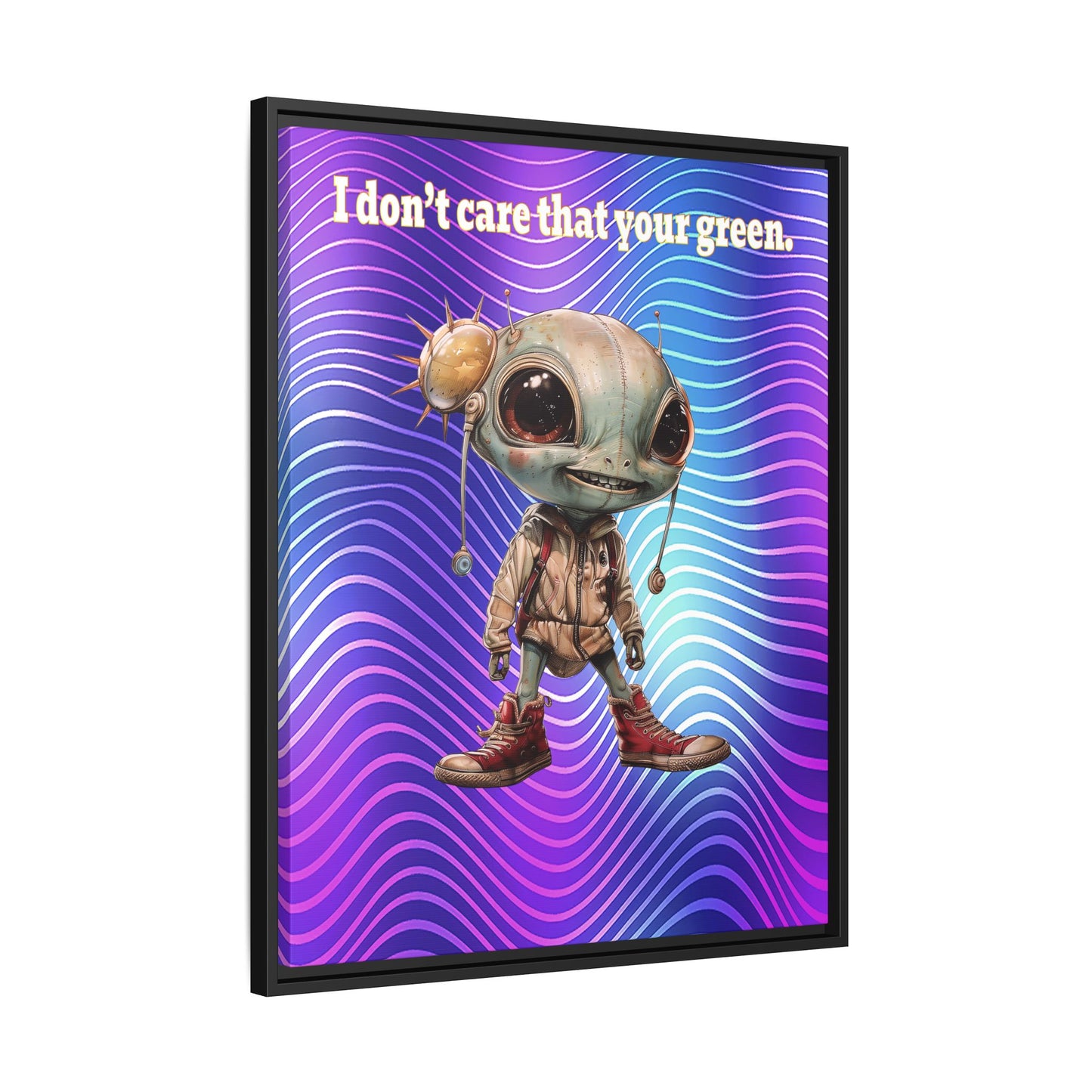 I don't care that your green - framed canvas art (purple wave)