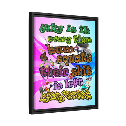 the bum's shit - framed canvas art (light blue-pink wave)