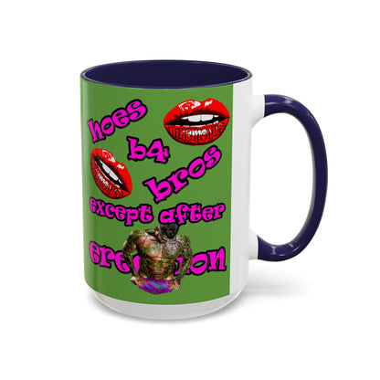 hoes b4 bros - Accent Mug (green)