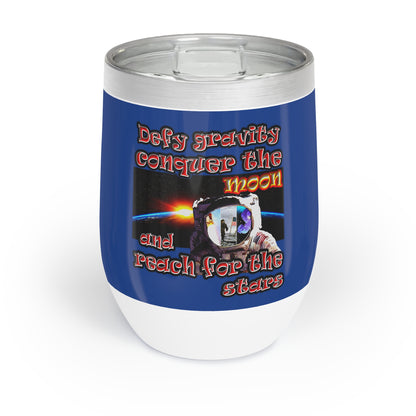 defy conquer reach - Chill Wine Tumbler (dark blue)