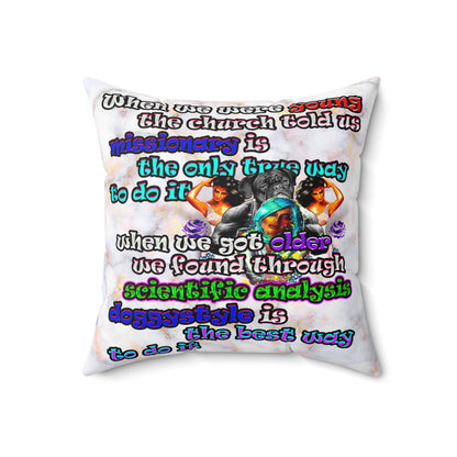 doggystyle - Spun Polyester Square Pillow - (white marble)