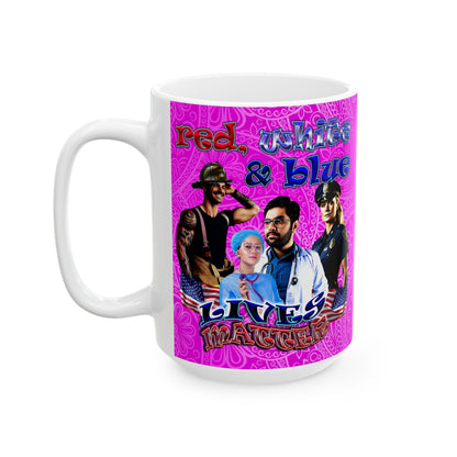 rw&b lives matter - White Mug (pink swirl)