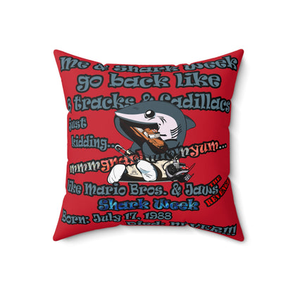 shark week - Spun Polyester Square Pillow - (dark red)