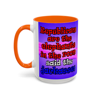 donkeys and elephants - Accent Mug (purple-pink wave)