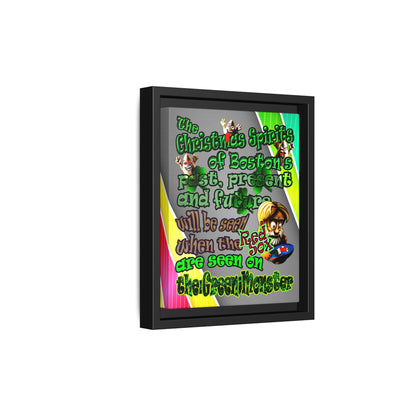 christmas spirits of boston - framed canvas art (rainbow split)