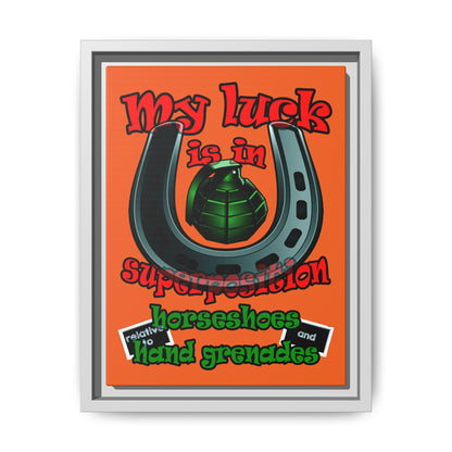 my luck - framed canvas art (orange)