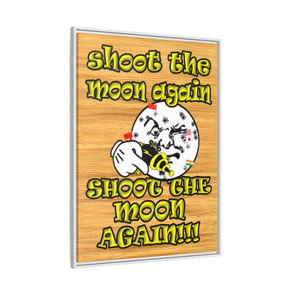 shoot the moon again - framed canvas art (butterscotch wood finish)