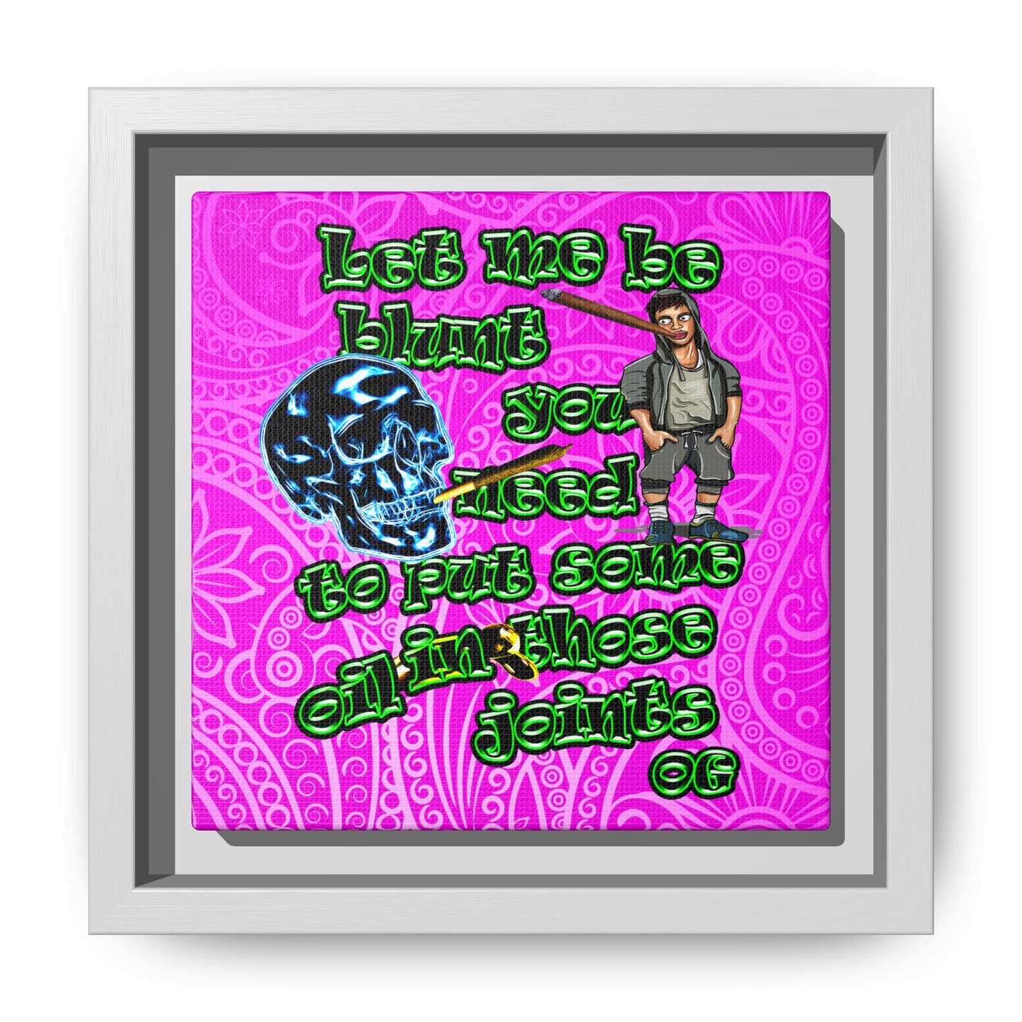 og - framed canvas art (pink swirl)