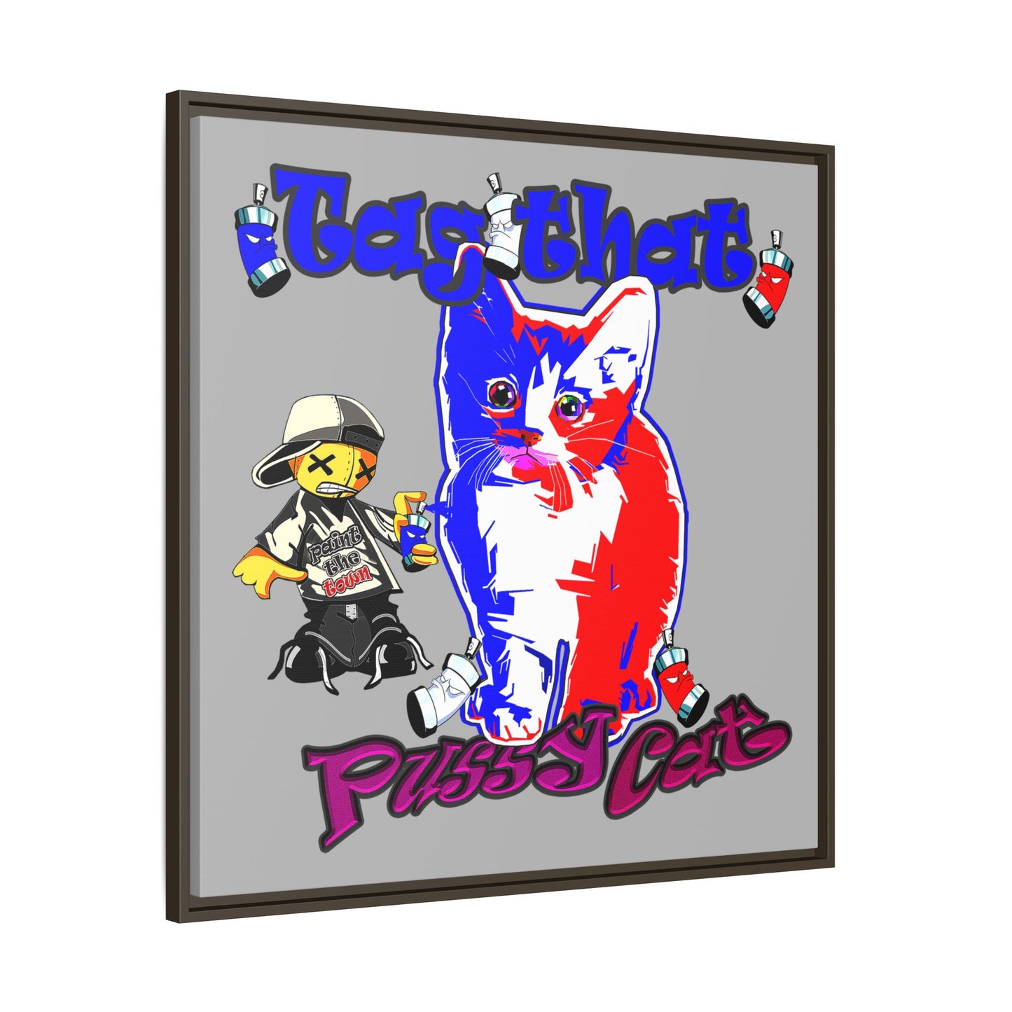 tag that - framed canvas art (light grey)