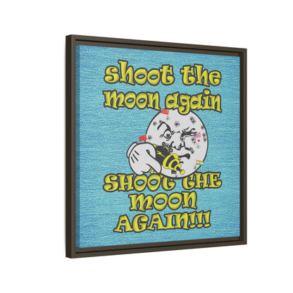shoot the moon again - framed canvas art (faded blue)