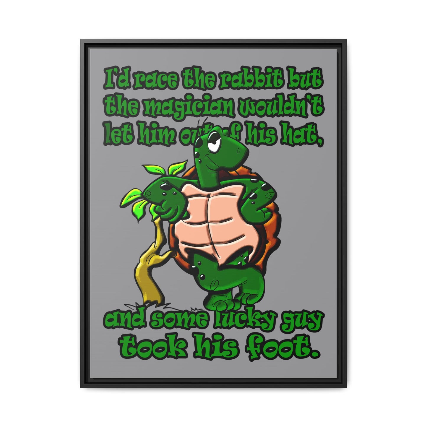 turtle race - framed canvas art (grey)