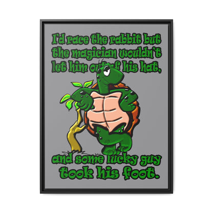 turtle race - framed canvas art (grey)