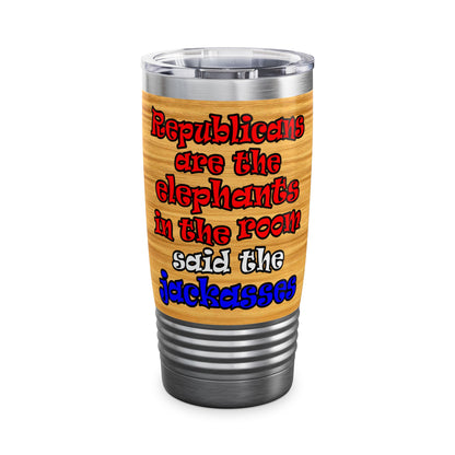 donkeys and elephants - Ringneck Tumbler, 20oz (butterscotch wood finish)