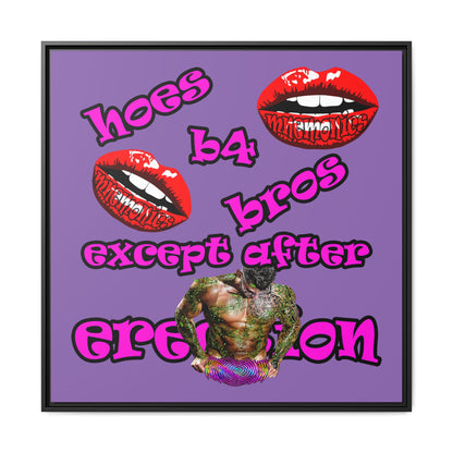hoes b4 bros - framed canvas art (light purple)