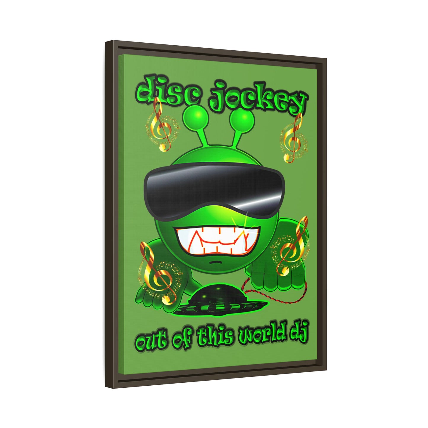 disc jockey - framed canvas art (green)