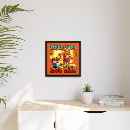 love peace - framed canvas art (orange)