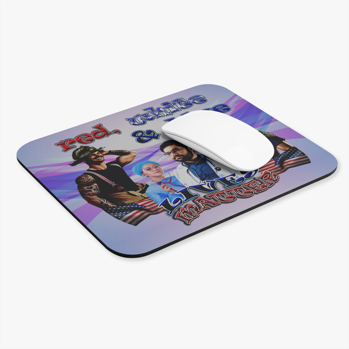 rw&b lives matter - Mouse Pad (Rectangle) (light blue-pink wave)