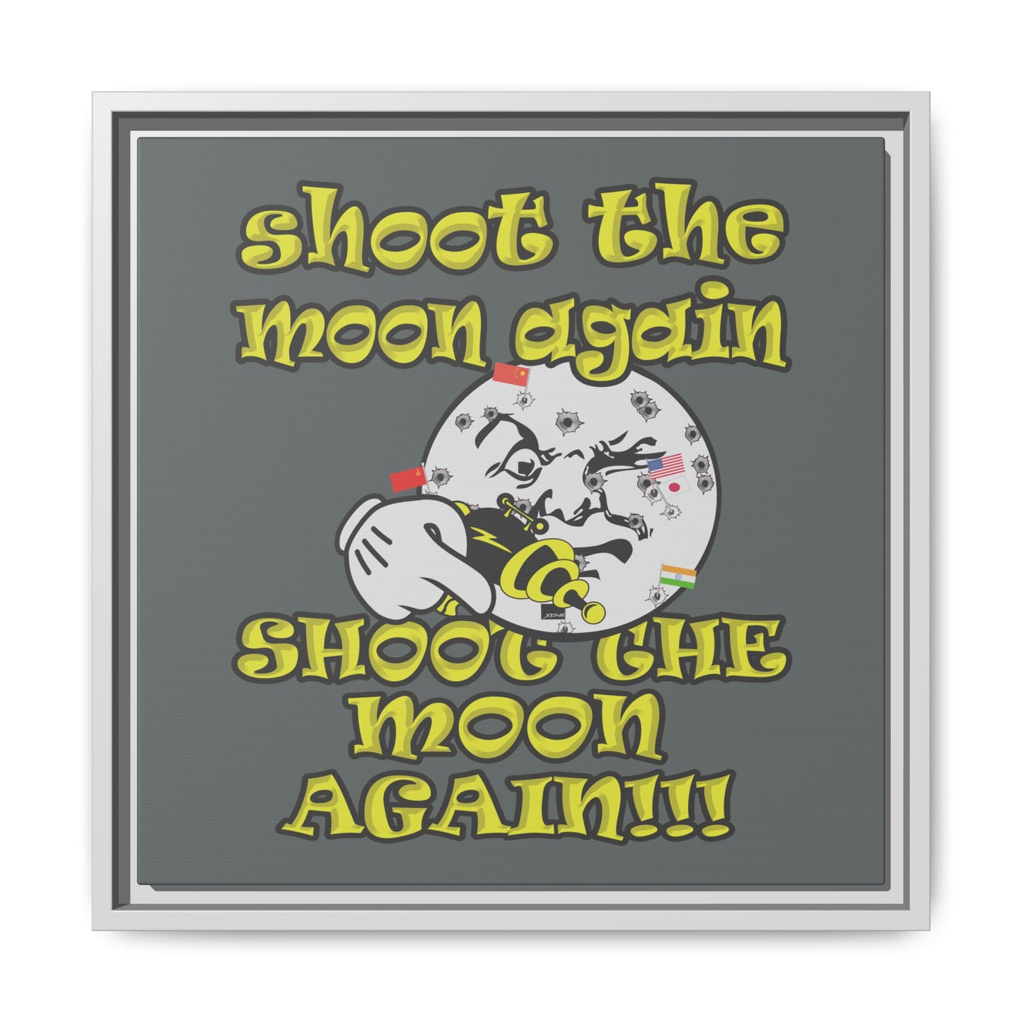 shoot the moon again - framed canvas art (dark grey)
