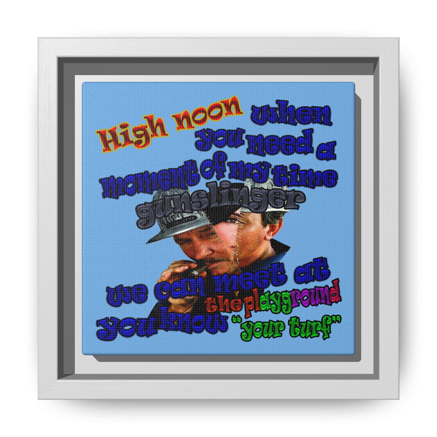 high noon - framed canvas art (light blue)