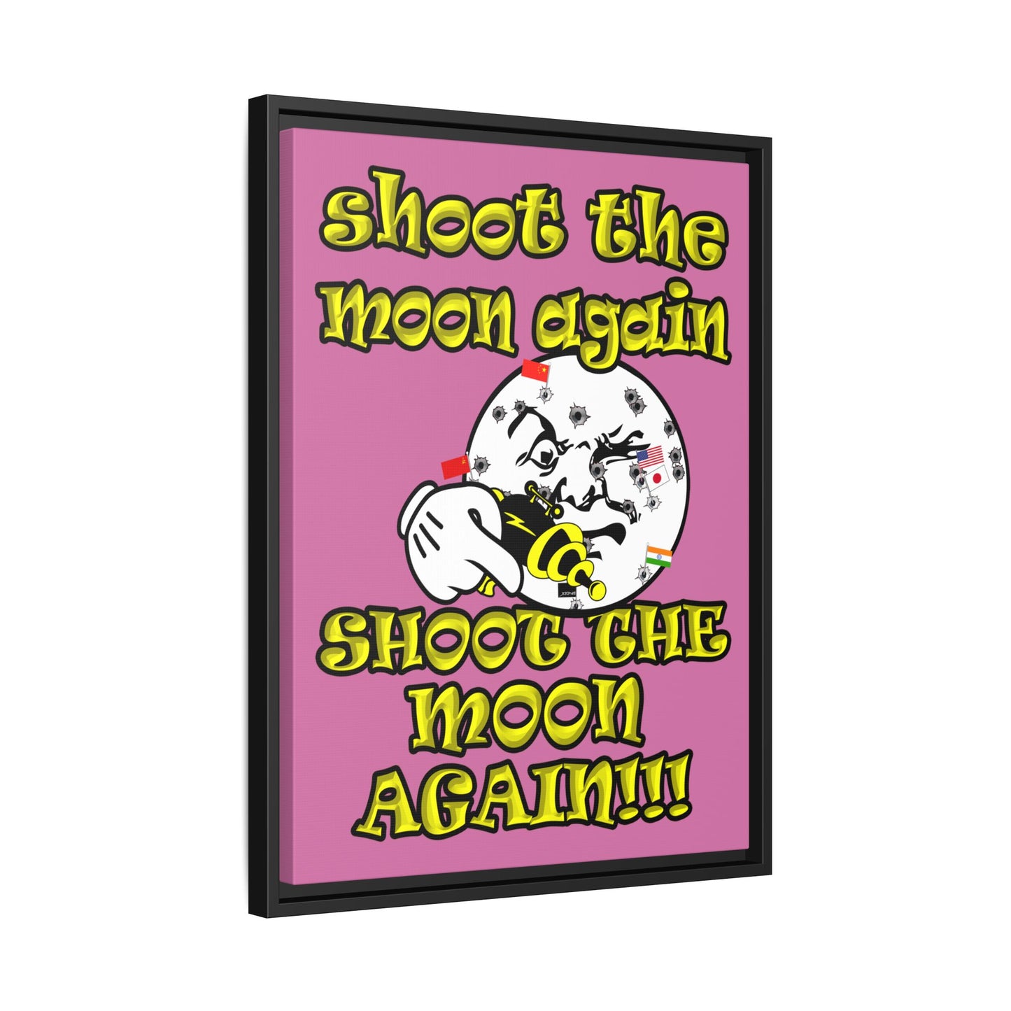 shoot the moon again - framed canvas art (light pink)