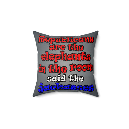 donkeys and elephants - Faux Suede Square Pillow - (grey-light grey)