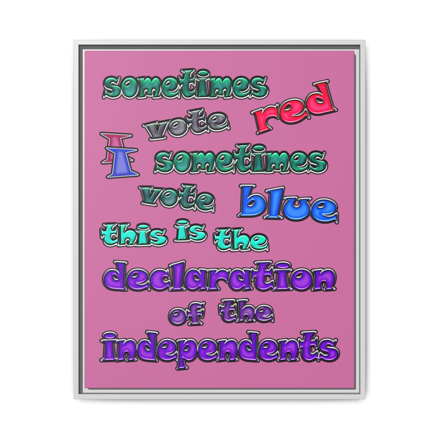 declaration of the independents - framed canvas art (light pink)