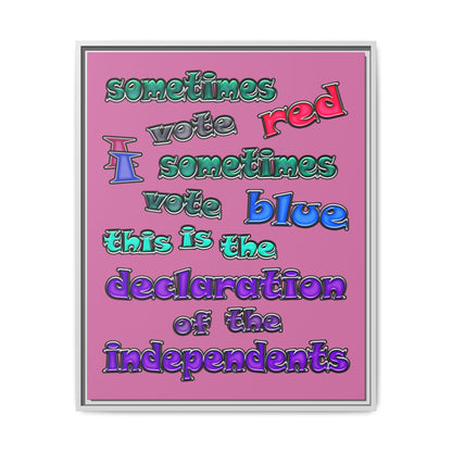 declaration of the independents - framed canvas art (light pink)
