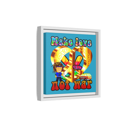 love peace - framed canvas art (turquoise)