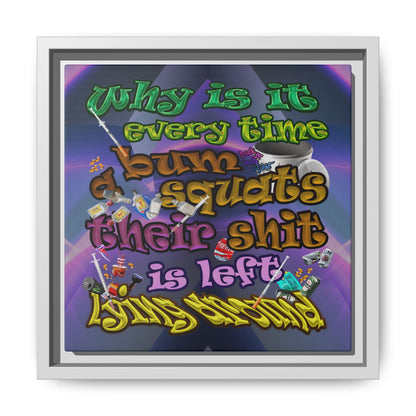 the bum's shit - framed canvas art (grey-pink wave)