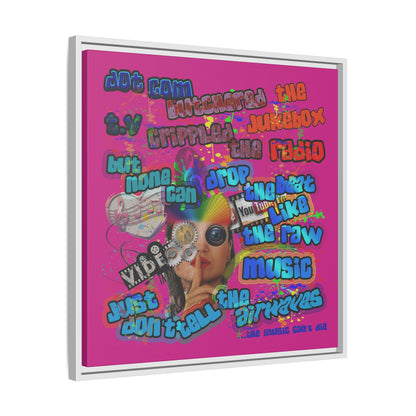 drop the beat - framed canvas art (pink)