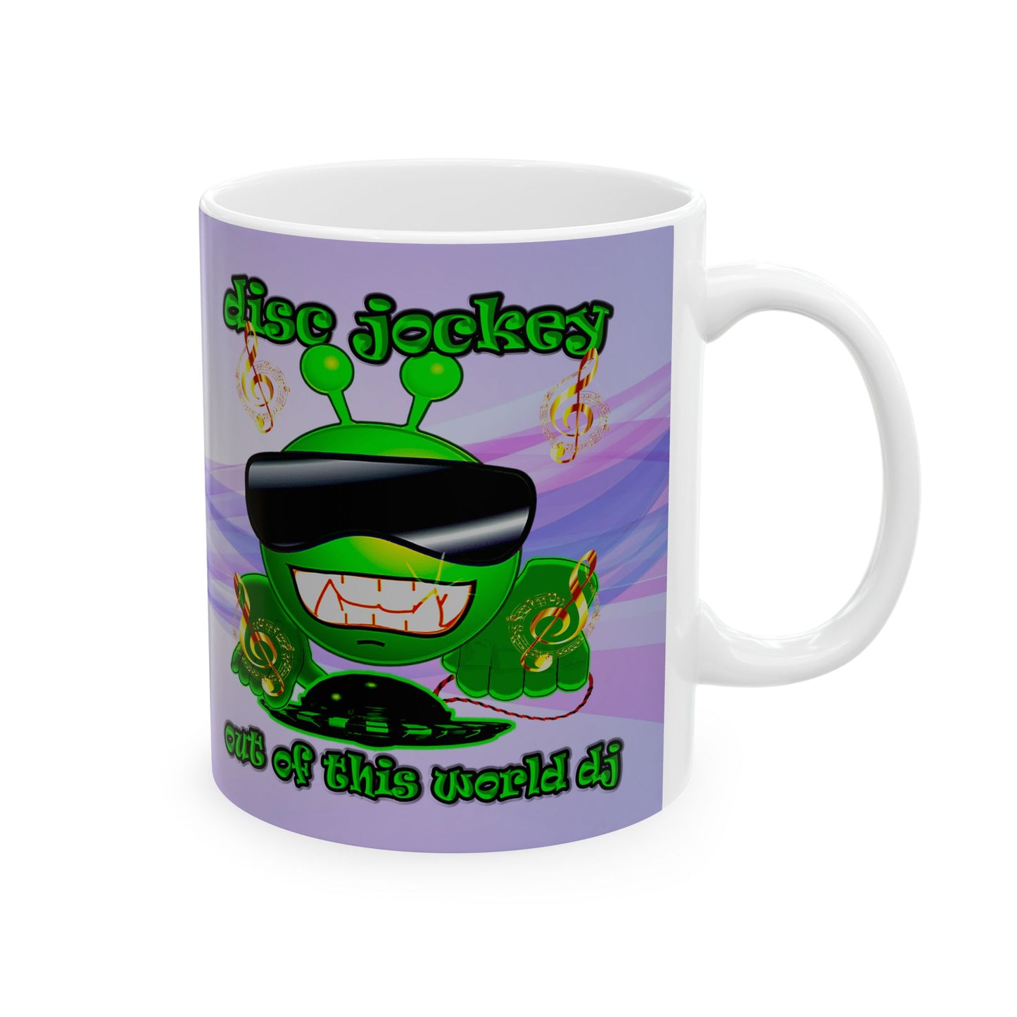 disc jockey - White Mug (light blue-pink wave)