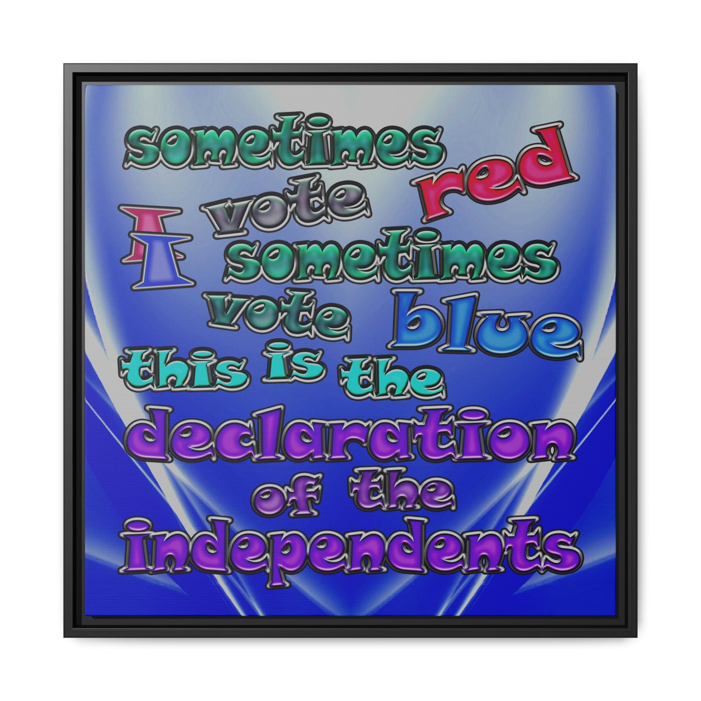 declaration of the independents - framed canvas art (blue-white wave)