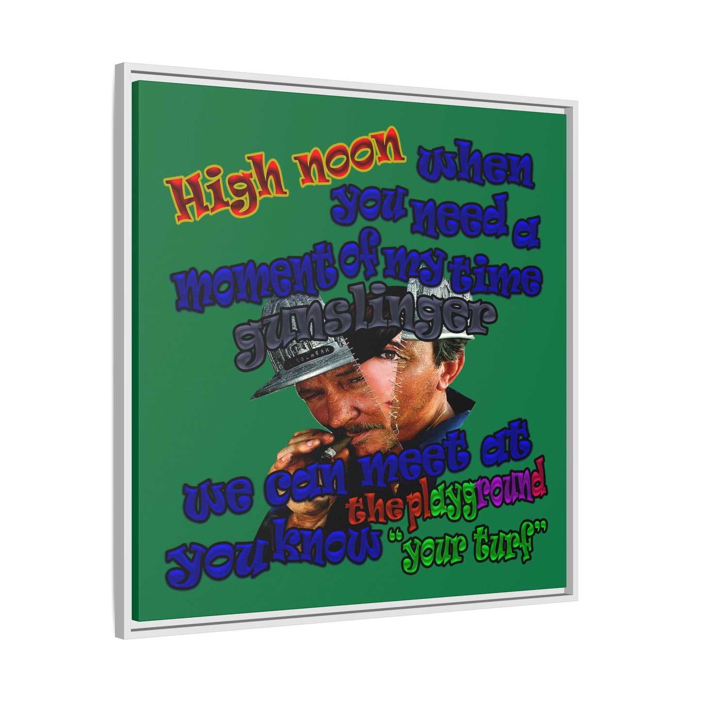 high noon - framed canvas art (dark green)