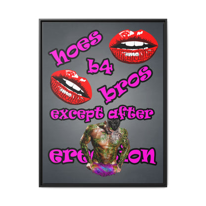 hoes b4 bros - framed canvas art (grey-light grey)