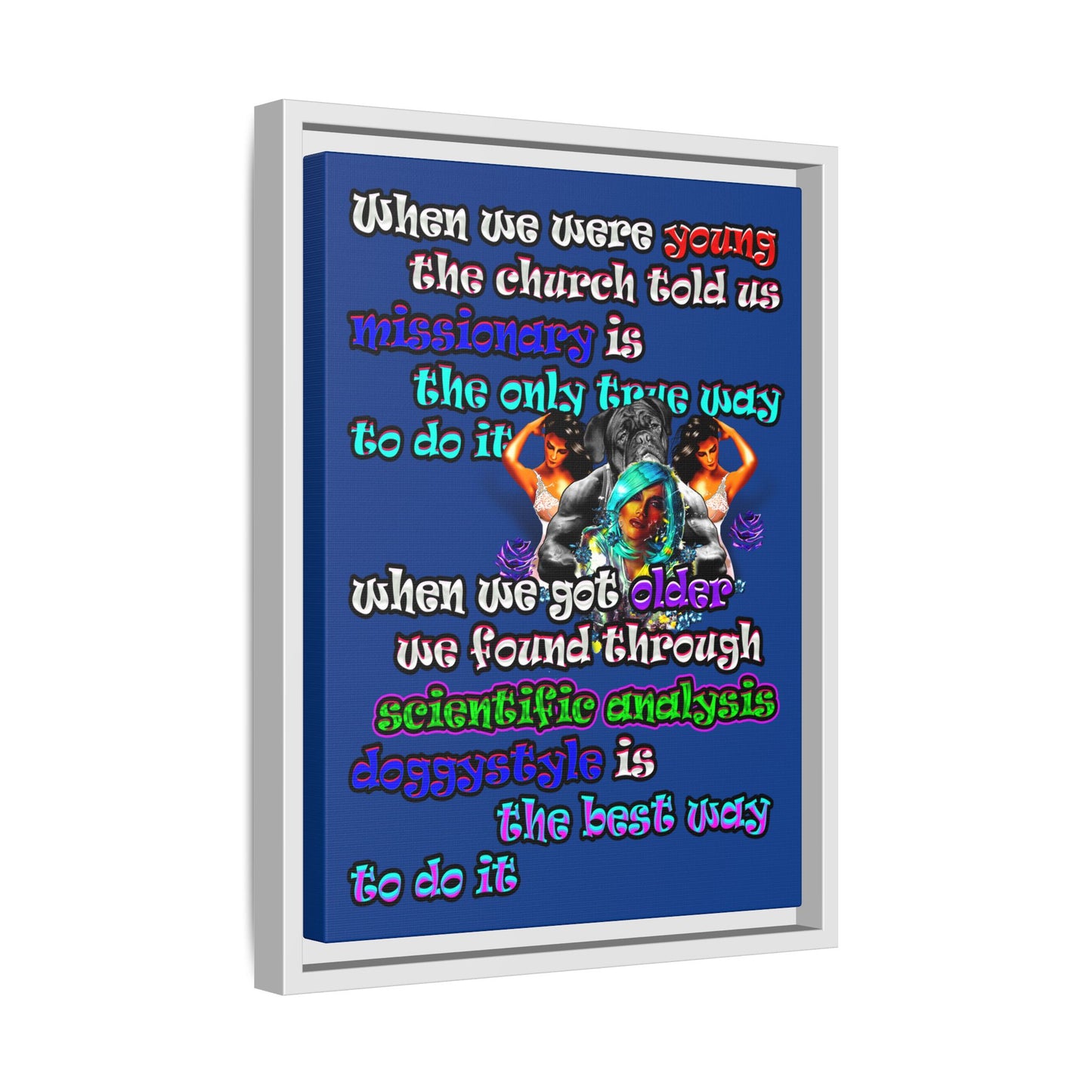 doggystyle - framed canvas art (dark blue)