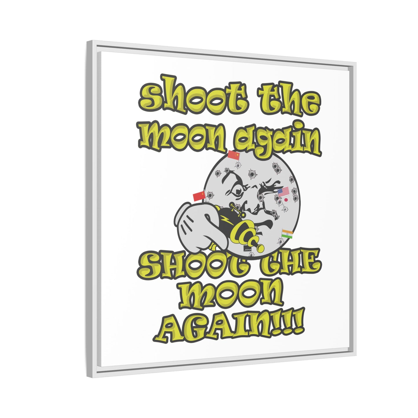 shoot the moon again - framed canvas art (white)