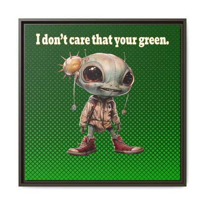 I don't care that your green - framed canvas art (logo green)