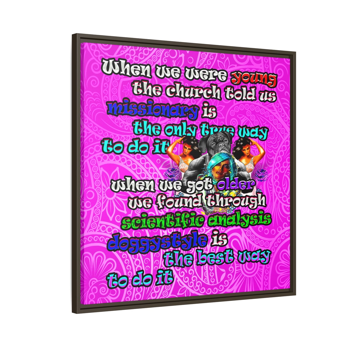 doggystyle - framed canvas art (pink swirl)