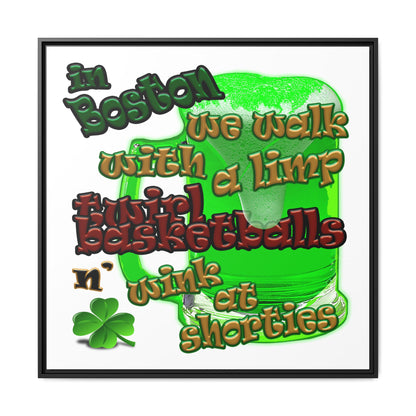 celtics logo - framed canvas art (white)