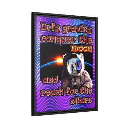 defy conquer reach - framed canvas art (purple wave)