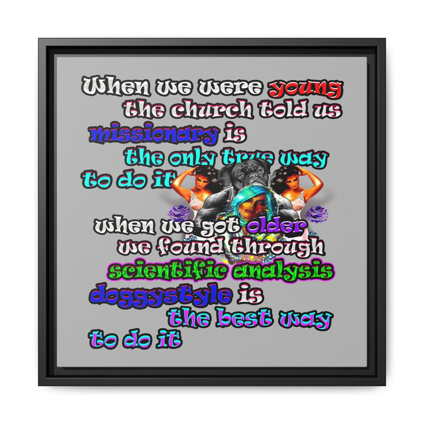 doggystyle - framed canvas art (light grey)