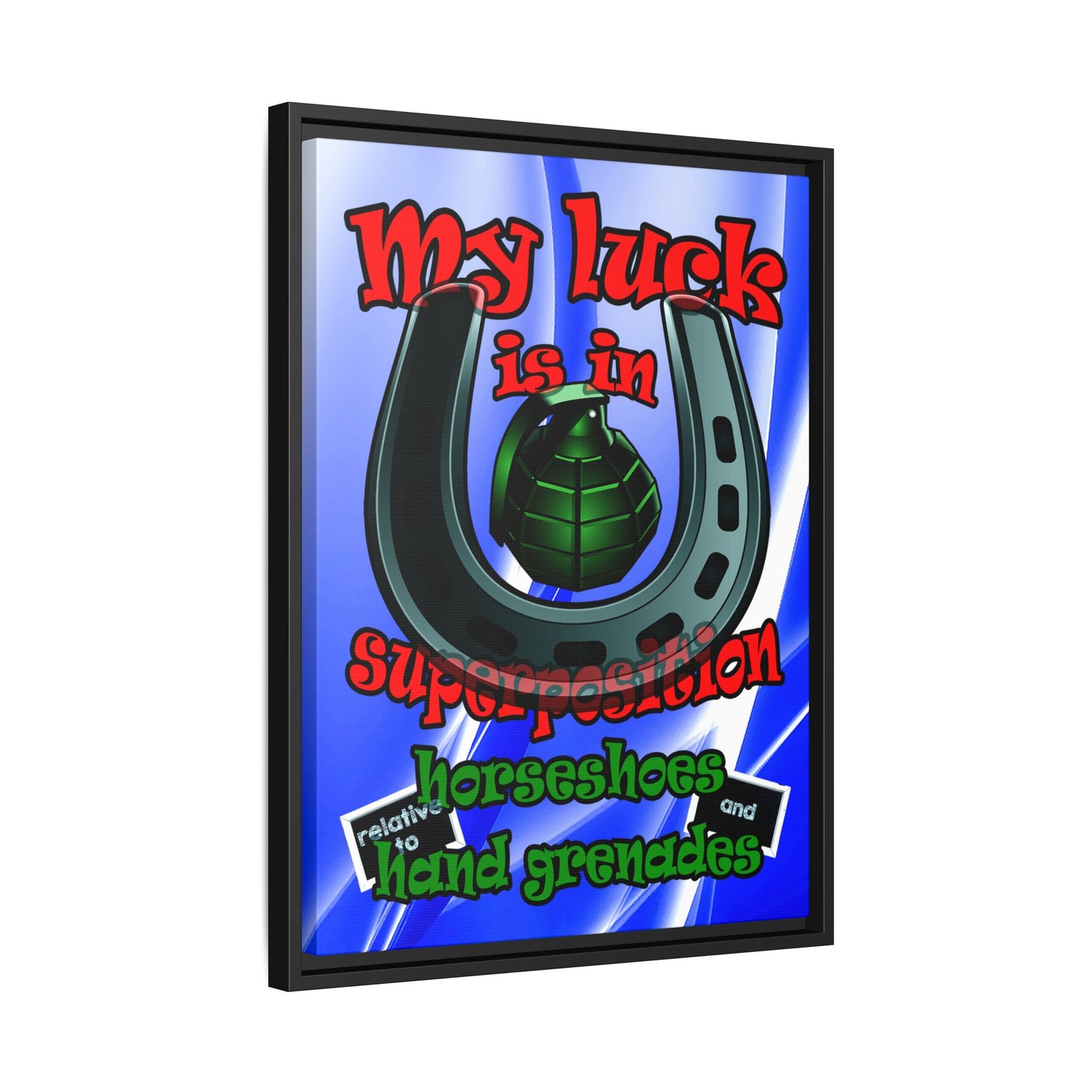 my luck - framed canvas art (blue-white wave)