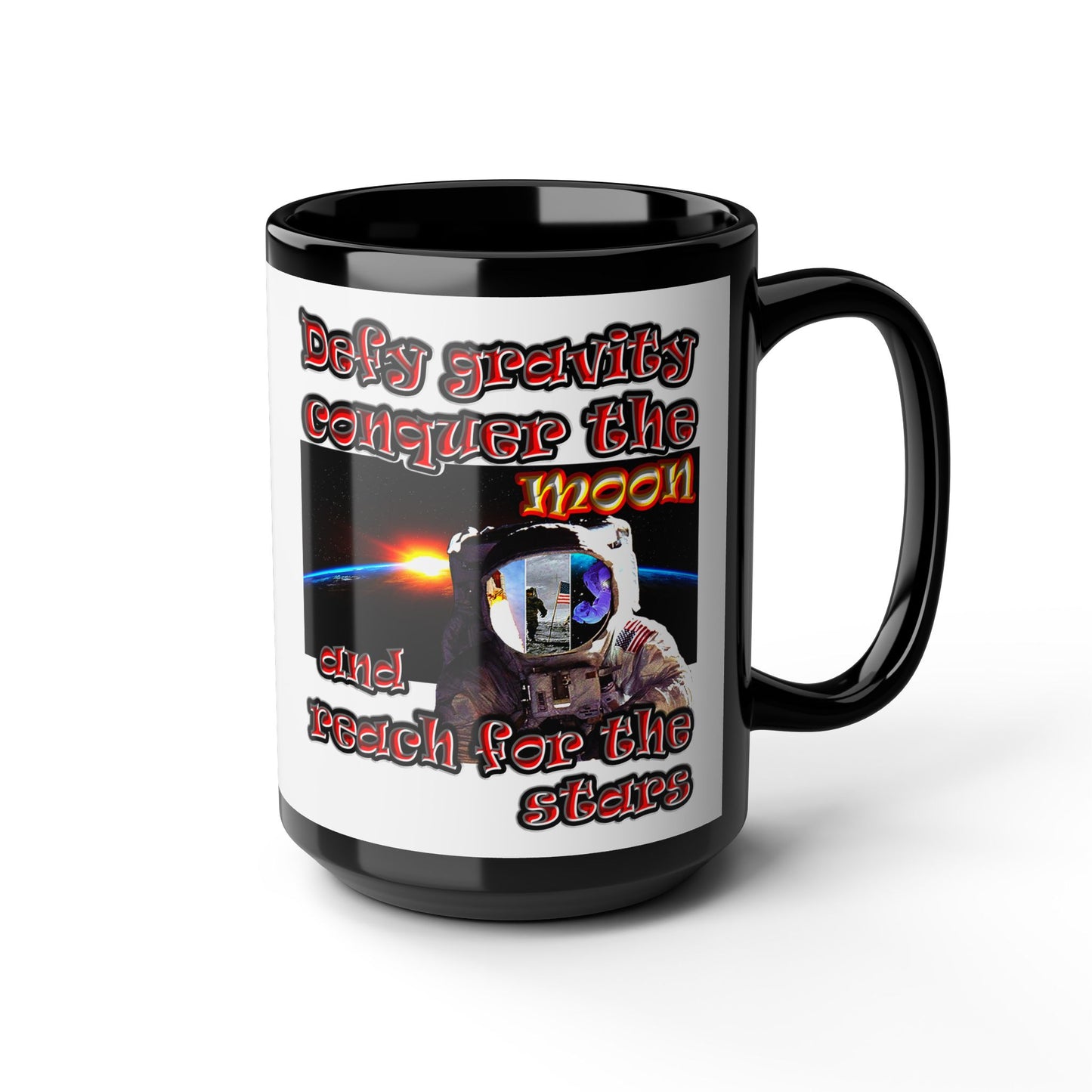 defy conquer reach - Black Mug (white)