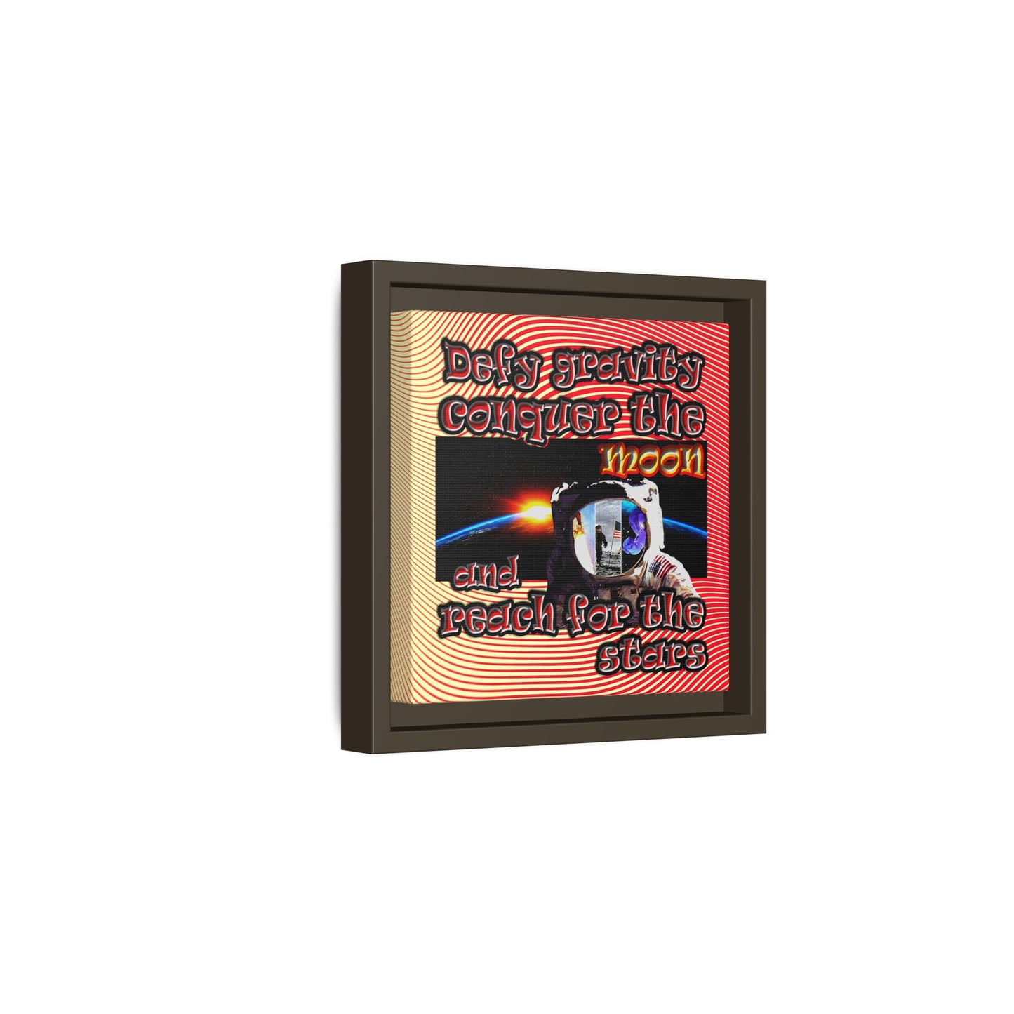 defy conquer reach - framed canvas art (yellow-orange wave)