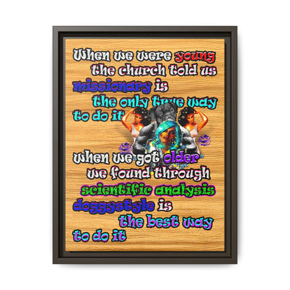 doggystyle - framed canvas art (butterscotch wood finish)