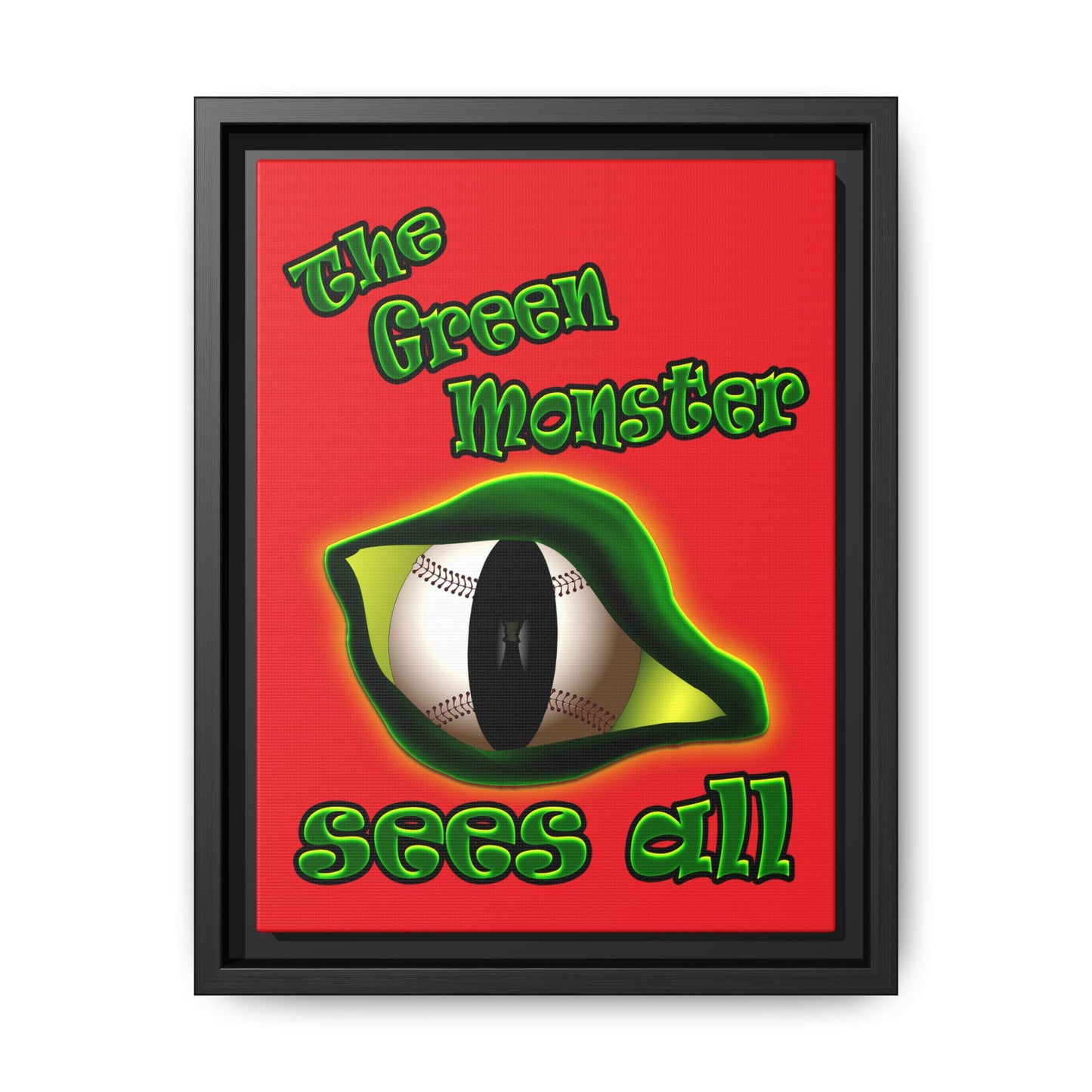 green monster - framed canvas art (red)