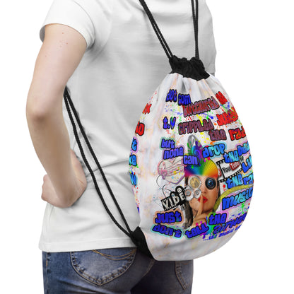 drop the beat - Drawstring Bag (white marble)