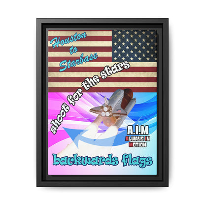 shoot for the stars - framed canvas art (light blue-pink wave)