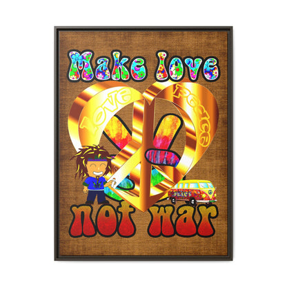 love peace - framed canvas art (brown papyrus)